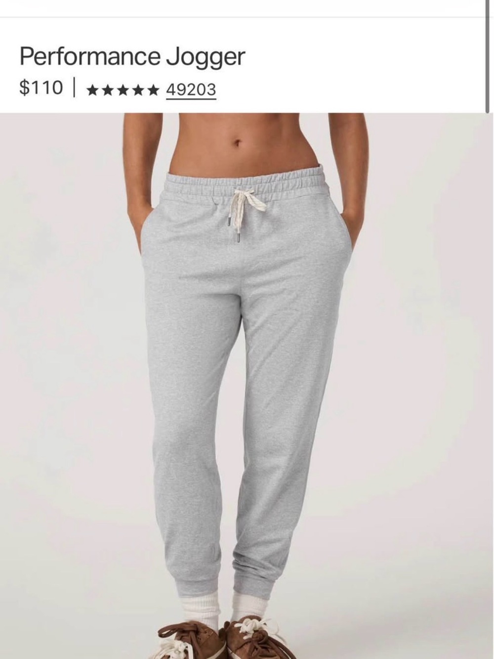 Vuori Light Gray Performance Jogger